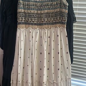 Chelsea & Violet Cream Midi Dress with Multicolor Embroidered Details